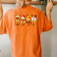 Autumn Thanksgiving Drinks Coffee Pumpkin Spice Latte Season Women's Oversized Comfort T-Shirt Back Print Yam