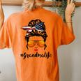 Basketball Grandma Life Messy Bun American Flag Bandana Women's Oversized Comfort T-Shirt Back Print Yam