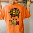 Best Mom Ever Messy Bun Sunflower Womens Women's Oversized Comfort T-Shirt Back Print Yam