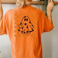Checkered Daisy Ghost Floral Ghost Halloween Groovy Ghost Women's Oversized Comfort T-Shirt Back Print Yam