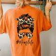 Classy Mom Life With Leopard Pattern Shades & Cool Messy Bun Women's Oversized Comfort T-Shirt Back Print Yam