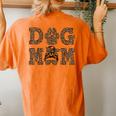 Dog Mom Leopard Messy Bun Dogs Lover Women's Oversized Comfort T-Shirt Back Print Yam