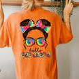 First Day Of School Hello 4Th Grade Messy Bun Girls Women's Oversized Comfort T-Shirt Back Print Yam