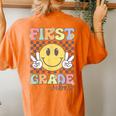First Grade Vibes Smile Face 1St Grade Team Back To School Women's Oversized Comfort T-Shirt Back Print Yam