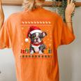 French Bulldog Christmas Santa Hat Ugly Christmas Sweater Women's Oversized Comfort T-Shirt Back Print Yam
