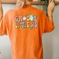 Groovy Little Sis Retro Sister Matching Family 1St Birthday Women's Oversized Comfort T-Shirt Back Print Yam