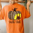 Hello Fall Sunflower Pumpkin Fall Y'all Leopard Autumn Women's Oversized Comfort T-Shirt Back Print Yam