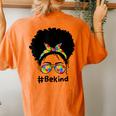 Be Kind Autism Awareness Messy Bun Girl Afro Woman Women's Oversized Comfort T-Shirt Back Print Yam