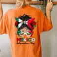 Messy Bun Mexican Flag Independence Day Woman Vintage Women's Oversized Comfort T-Shirt Back Print Yam