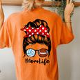 Mom Life Messy Bun Hair Football Volleyball Mom Women's Oversized Comfort T-Shirt Back Print Yam