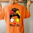 Mom Life Softball Baseball Bandana Messy Bun Women's Oversized Comfort T-Shirt Back Print Yam