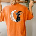 Moon Halloween Scary Black Cat Costume Witch Hat Women's Oversized Comfort T-Shirt Back Print Yam