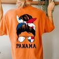 Panamanian Baseball Fan Girl Mom Messy Bun Panama Flag Women's Oversized Comfort T-Shirt Back Print Yam