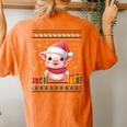 Pig Christmas Santa Hat Ugly Christmas Sweater Women's Oversized Comfort T-Shirt Back Print Yam