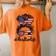 Realtor Life Real Estate 4Th Of July Messy Bun Flag Us Women's Oversized Comfort T-Shirt Back Print Yam
