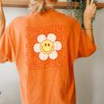 Retro Style Happy Face Teacher Daisy Flower Smile Face Women's Oversized Comfort T-Shirt Back Print Yam