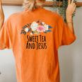 Sweet Tea And Jesus Floral Flowers Mom Women's Oversized Comfort T-Shirt Back Print Yam