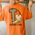 T Is For Teacher’S Aide Back To First Day Of School Leopard Women's Oversized Comfort T-Shirt Back Print Yam