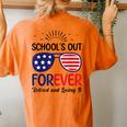 Teacher Schools Out Forever American Flag Sunglasses Women's Oversized Comfort T-Shirt Back Print Yam