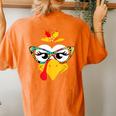 Thanksgiving Turkey Face Colorful Floral Sunglasses Women's Oversized Comfort T-Shirt Back Print Yam