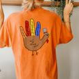 Thanksgiving Hand Turkey Thanksgiving Teacher Thankful Women's Oversized Comfort T-Shirt Back Print Yam
