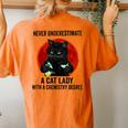 Never Underestimate A Cat Lady With A Chemistry Degree Women's Oversized Comfort T-Shirt Back Print Yam