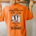Never Underestimate An Old Lady Who Loves Cats December Women's Oversized Comfort T-Shirt Back Print Yam