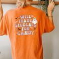 Will Trade Students For Candy Retro Teacher Halloween Ghost Women's Oversized Comfort T-Shirt Back Print Yam