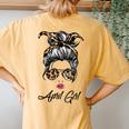 April Girl Classy Mom Life With Leopard Pattern Shades For Women Women's Oversized Comfort T-Shirt Back Print Mustard
