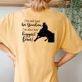 Barrel Racer Grandma Cowgirl Hat Horse Riding Racing Women's Oversized Comfort T-Shirt Back Print Mustard
