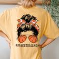 Basketball Mom Messy Bun Proud Mama Basketball Sunshades Women's Oversized Comfort T-Shirt Back Print Mustard