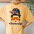 Basketball Stepmom Life Messy Bun American Flag Bandana Women's Oversized Comfort T-Shirt Back Print Mustard