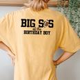 Big Sister Of The Birthday Boy Football Lover First Birthday Women's Oversized Comfort T-Shirt Back Print Mustard