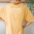 Cowboy Pillows Cowgirl Western Country Longhorn Women's Oversized Comfort T-Shirt Back Print Mustard
