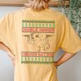 Double Winner Chicken Rat Dog Ugly Christmas Sweater Women's Oversized Comfort T-Shirt Back Print Mustard