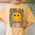 Eight Is A Vibe 8Th Birthday Groovy Boys Girls 8 Years Old Women's Oversized Comfort T-Shirt Back Print Mustard