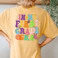 In My First Grade Era Women's Oversized Comfort T-Shirt Back Print Mustard
