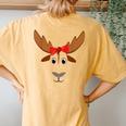 Floral Moose Animal Halloween Costume Women's Oversized Comfort T-Shirt Back Print Mustard