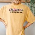 Grandma Of The Birthday Girl Farm Cow Mommy Mama Women's Oversized Comfort T-Shirt Back Print Mustard