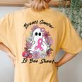 Groovy Breast Cancer Is Boo Sheet Ghost Halloween Women's Oversized Comfort T-Shirt Back Print Mustard