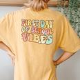 Groovy First Day Of School Vibes Teacher Back To School Women's Oversized Comfort T-Shirt Back Print Mustard