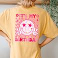 Groovy It's My Birthday Ns Girls Kid Bday Flower Women's Oversized Comfort T-Shirt Back Print Mustard