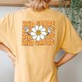 Groovy Second Grade Vibes Peace Retro 2Nd Grade Teachers Women's Oversized Comfort T-Shirt Back Print Mustard