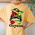 Guyana Girl Pride Guyanese Girl Guyana Messy Bun Women's Oversized Comfort T-Shirt Back Print Mustard