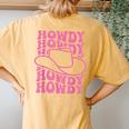Howdy Western Rodeo Country Southern Cowgirl Vintage Groovy Women's Oversized Comfort T-Shirt Back Print Mustard