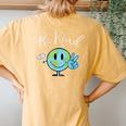 Be Kind Cute Earth Peace Anti Bullying Unity Day Orange Women's Oversized Comfort T-Shirt Back Print Mustard