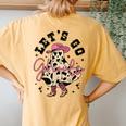 Let's Go Ghouls Cute Ghost Cowgirl Western Halloween Women's Oversized Comfort T-Shirt Back Print Mustard