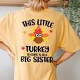 This Little Turkey Is Going To Be A Big Sister Thanksgiving Women's Oversized Comfort T-Shirt Back Print Mustard
