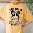 Messy Bun 100 Days Of School This Girl Is 100 Days Brighter Women's Oversized Comfort T-Shirt Back Print Mustard