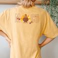 Micu Nurse Thanksgiving Medical Intensive Care Unit Nurse Women's Oversized Comfort T-Shirt Back Print Mustard